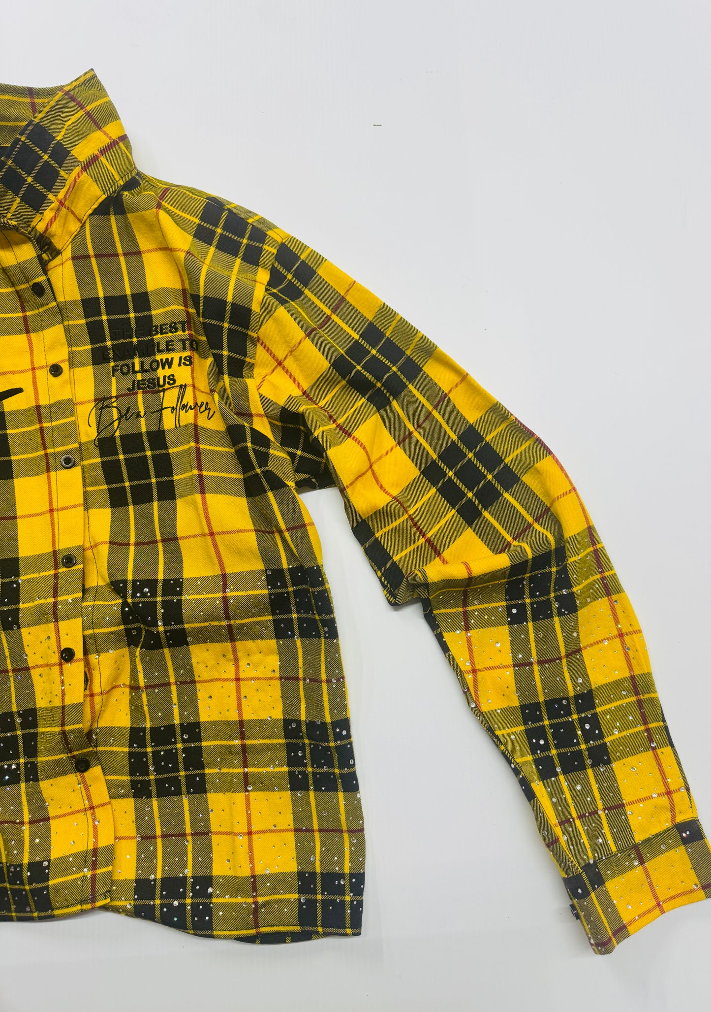 Camisa de Botones Version "Be a Follower" Amarilla y Negra