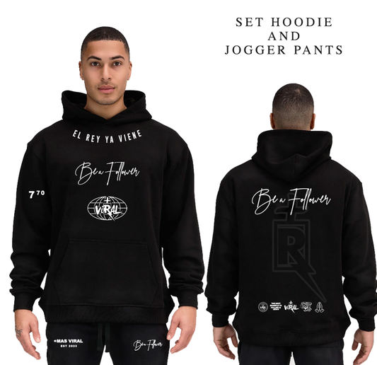 Set Hoodie & Jogger ( Negro) - Version " El Rey Ya Viene "